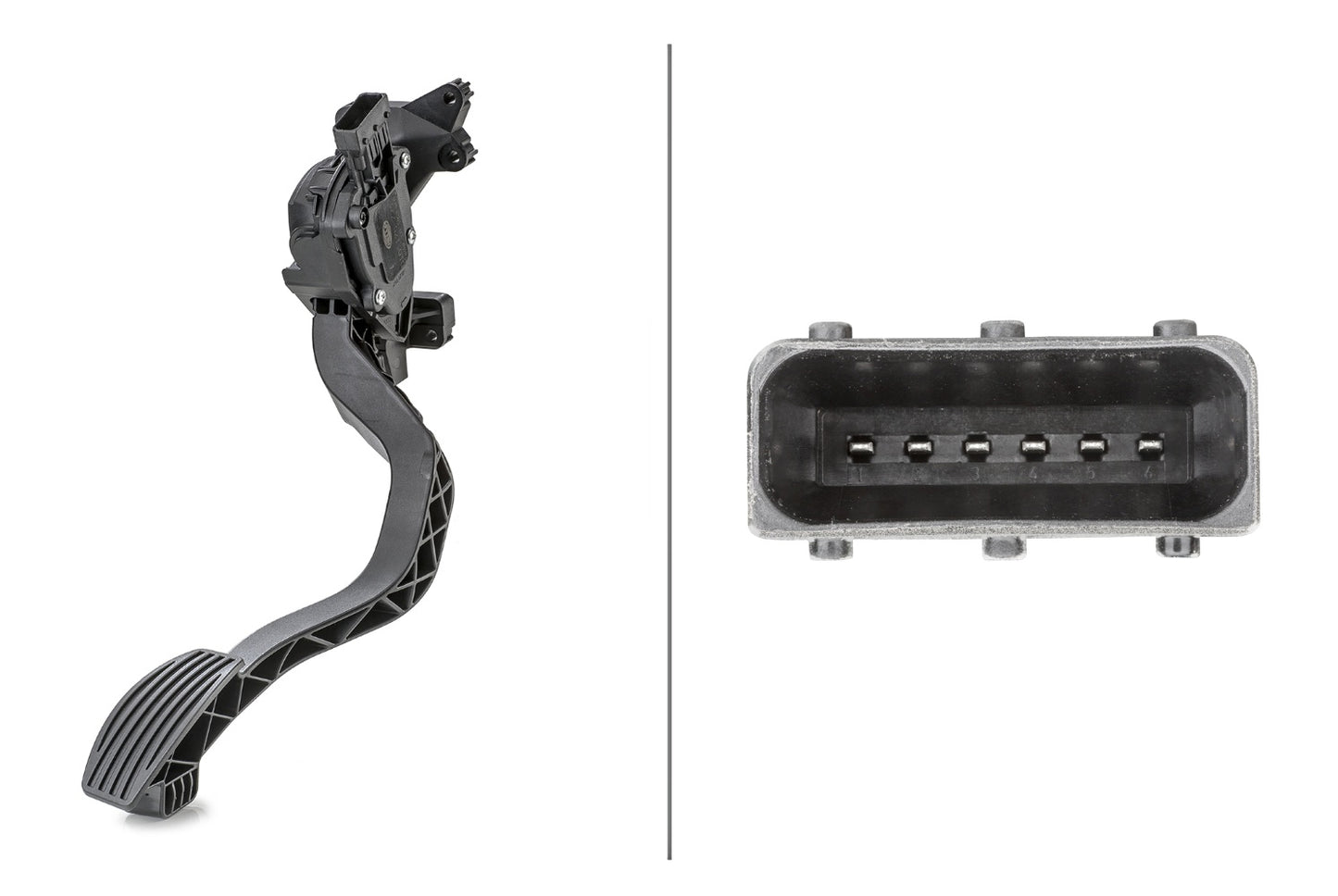 HELLA Sensor, accelerator pedal position - for left-hand drive vehicles - 6-pin connec 6PV010175-721