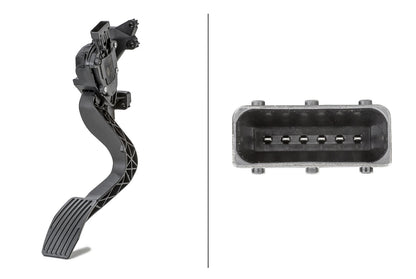HELLA Sensor, accelerator pedal position - for left-hand drive vehicles - 6-pin connec 6PV010175-731