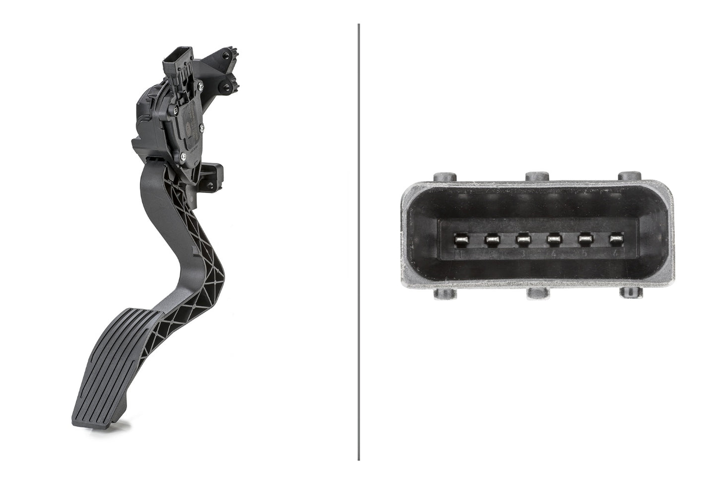 HELLA Sensor, accelerator pedal position - for left-hand drive vehicles - 6-pin connec 6PV010175-741