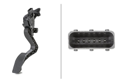 HELLA Sensor, accelerator pedal position - for left-hand drive vehicles - 6-pin connec 6PV010175-741
