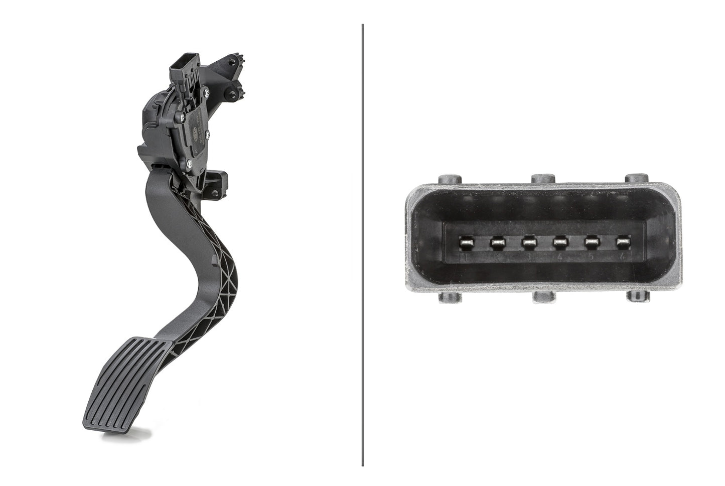 HELLA Sensor, accelerator pedal position - for left-hand drive vehicles - 6-pin connec 6PV010175-751