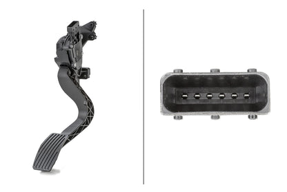 HELLA Sensor, accelerator pedal position - for left-hand drive vehicles - 6-pin connec 6PV010175-751