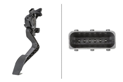 HELLA Sensor, accelerator pedal position - for left-hand drive vehicles - 6-pin connec 6PV010175-761
