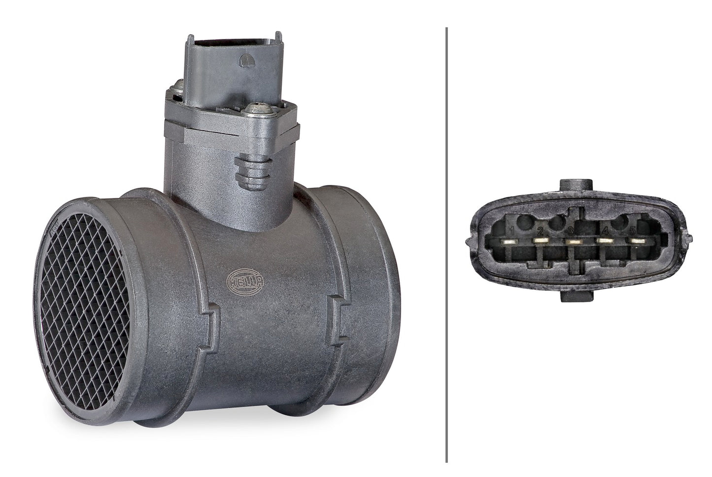 HELLA Mass Air Flow Sensor - 5-pin connector - Pipe-neck 8ET009142-671