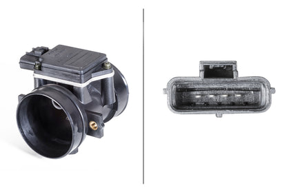 HELLA Mass Air Flow Sensor - 4-pin connector - Pipe-neck 8ET358095-081