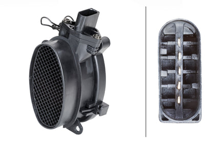 HELLA Mass Air Flow Sensor - oval - 5-pin connector - Bolted 8ET358095-021