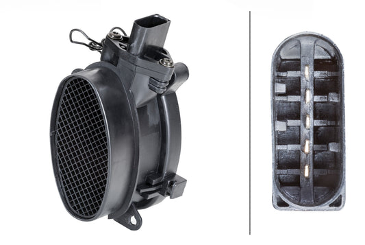 HELLA Mass Air Flow Sensor - oval - 5-pin connector - Bolted 8ET358095-021
