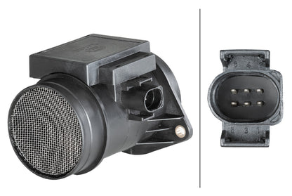HELLA Mass Air Flow Sensor - 6-pin connector - Pipe-neck 8ET009149-671