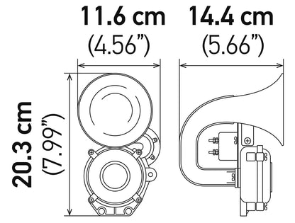 HELLA Trumpet Horn CA20 - 12/24V - 115dB(A) - High Tone - Quantity: 1 3PA013410-011