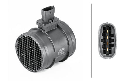 HELLA Mass Air Flow Sensor - 4-pin connector - Pipe-neck 8ET358095-201