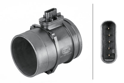 HELLA Mass Air Flow Sensor - 5-pin connector - Pipe-neck 8ET358095-261