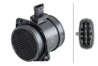 HELLA Mass Air Flow Sensor - 4-pin connector - Pipe-neck 8ET358095-221