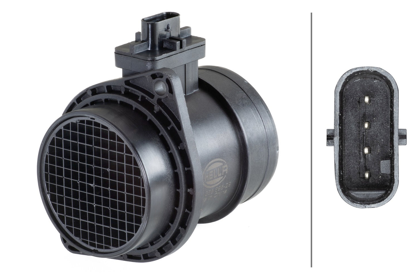 HELLA Mass Air Flow Sensor - 4-pin connector - Pipe-neck 8ET358095-291