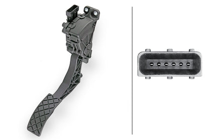 HELLA Sensor, accelerator pedal position - for left-hand drive vehicles - 6-pin connec 6PV934516-701