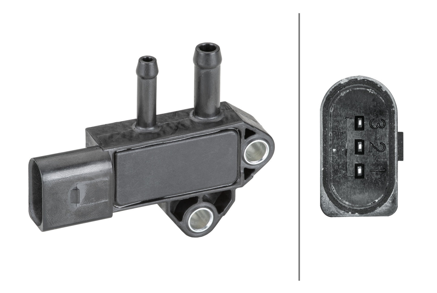 HELLA Sensor, exhaust pressure - 3-pin connector - Bolted 6PP009409-361