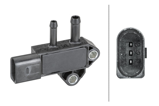 HELLA Sensor, exhaust pressure - 3-pin connector - Bolted 6PP009409-361