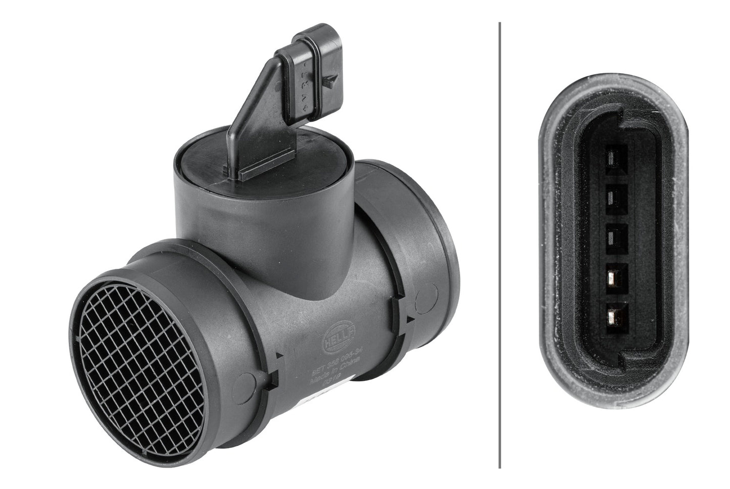 HELLA Mass Air Flow Sensor - 5-pin connector - Pipe-neck 8ET358095-341