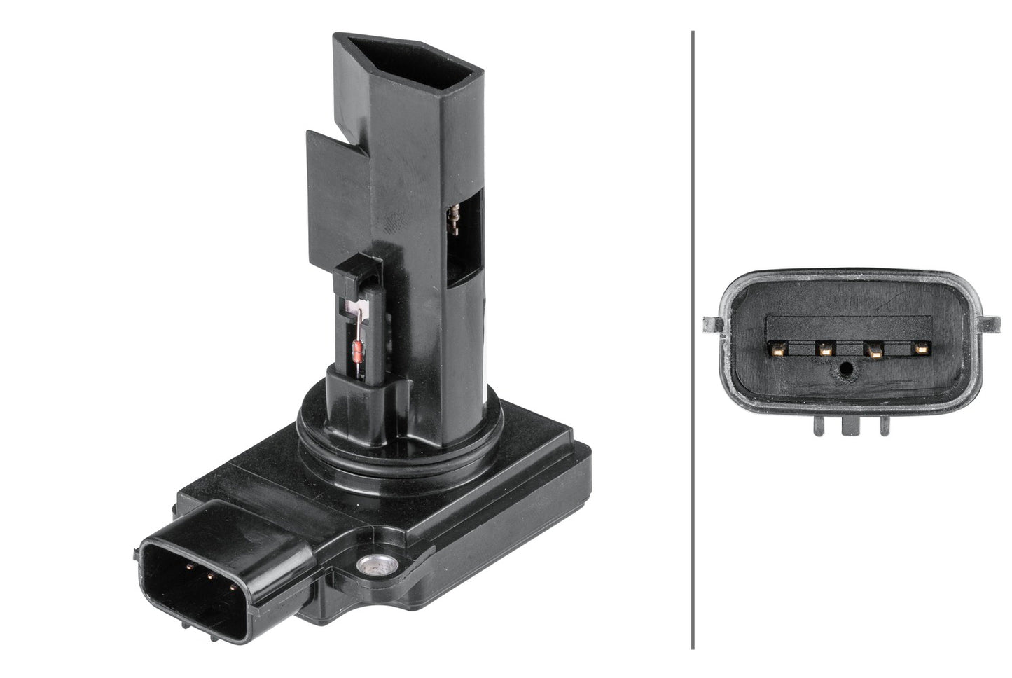 HELLA Mass Air Flow Sensor - 4-pin connector - Bolted 8ET358095-391