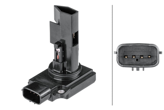 HELLA Mass Air Flow Sensor - 4-pin connector - Bolted 8ET358095-391