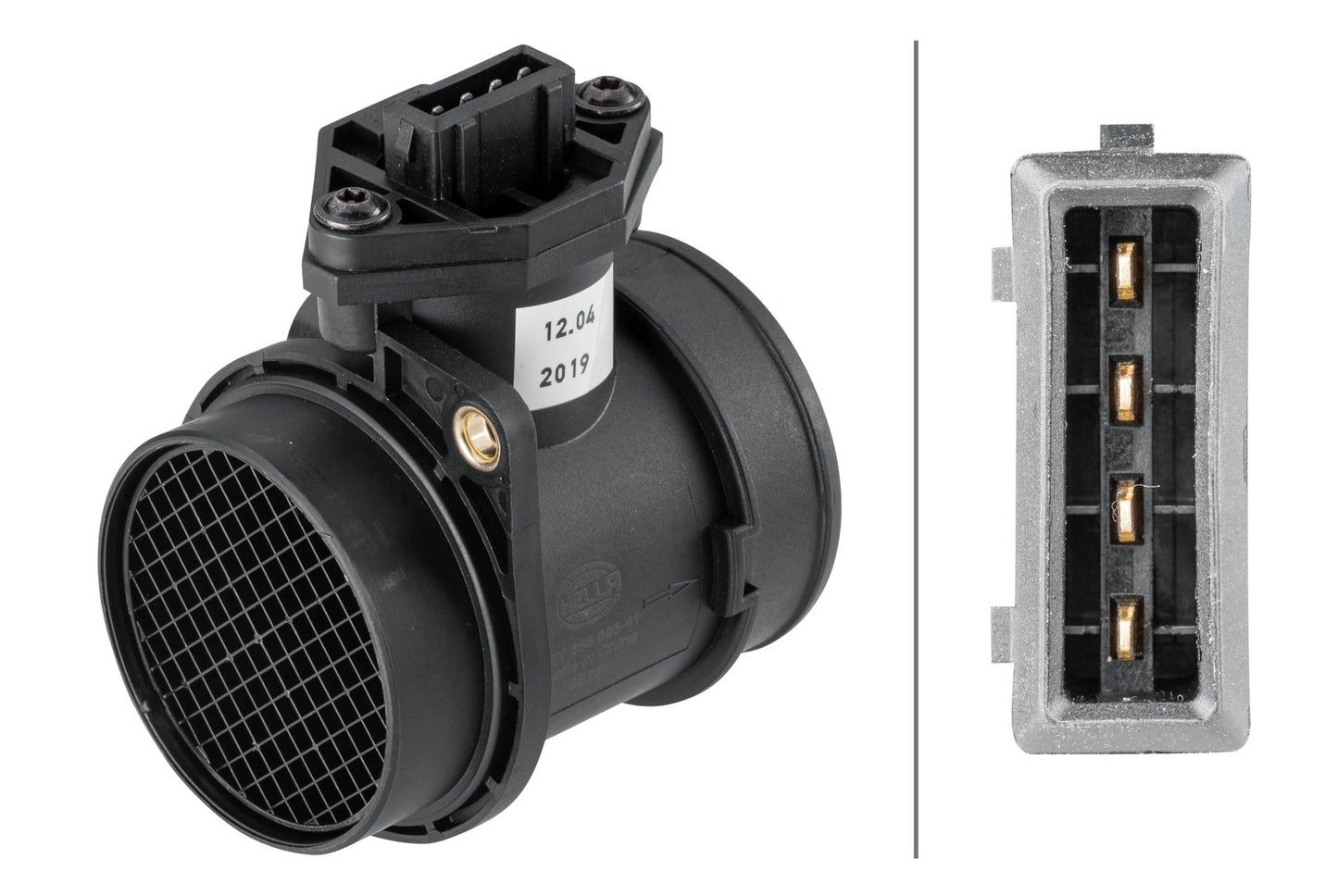 HELLA Mass Air Flow Sensor - 4-pin connector - Pipe-neck 8ET358095-411