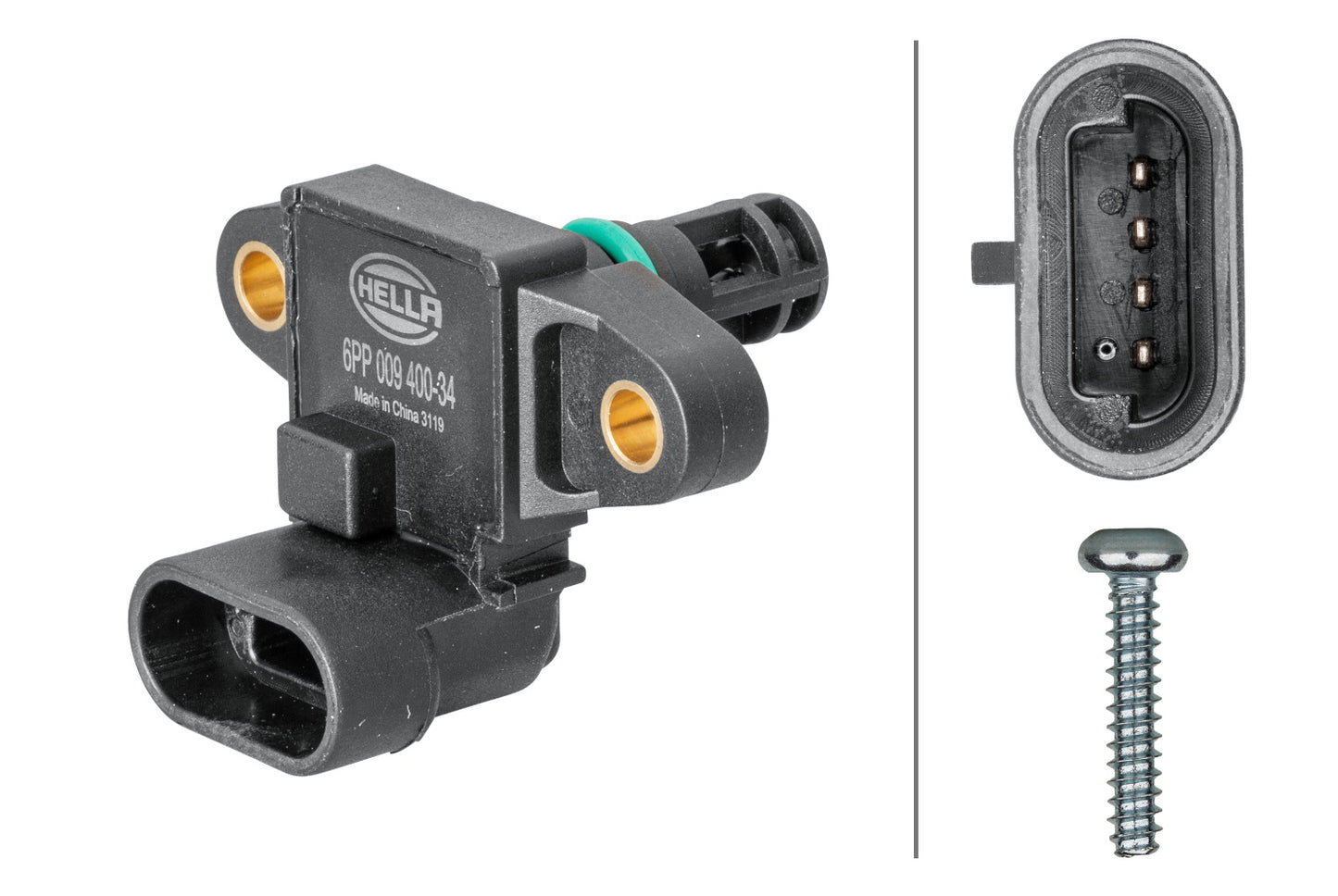 HELLA Sensor, intake manifold pressure - 12V - 4-pin connector 6PP009400-341