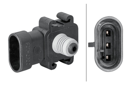 HELLA Sensor, boost pressure - 3-pin connector - Bolted 6PP358152-001