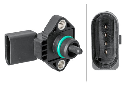 HELLA Sensor, boost pressure - 4-pin connector - Bolted 6PP358152-011