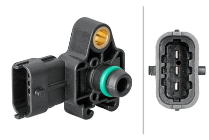 HELLA Sensor, boost pressure - 3-pin connector - Bolted 6PP358152-091