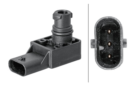 HELLA Sensor, boost pressure - 3-pin connector - Bolted 6PP358152-111