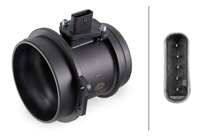 HELLA Mass Air Flow Sensor - 5-pin connector - Pipe-neck 8ET358095-381