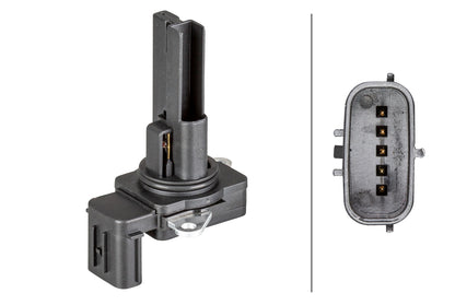 HELLA Mass Air Flow Sensor - 5-pin connector - Bolted 8ET358095-501