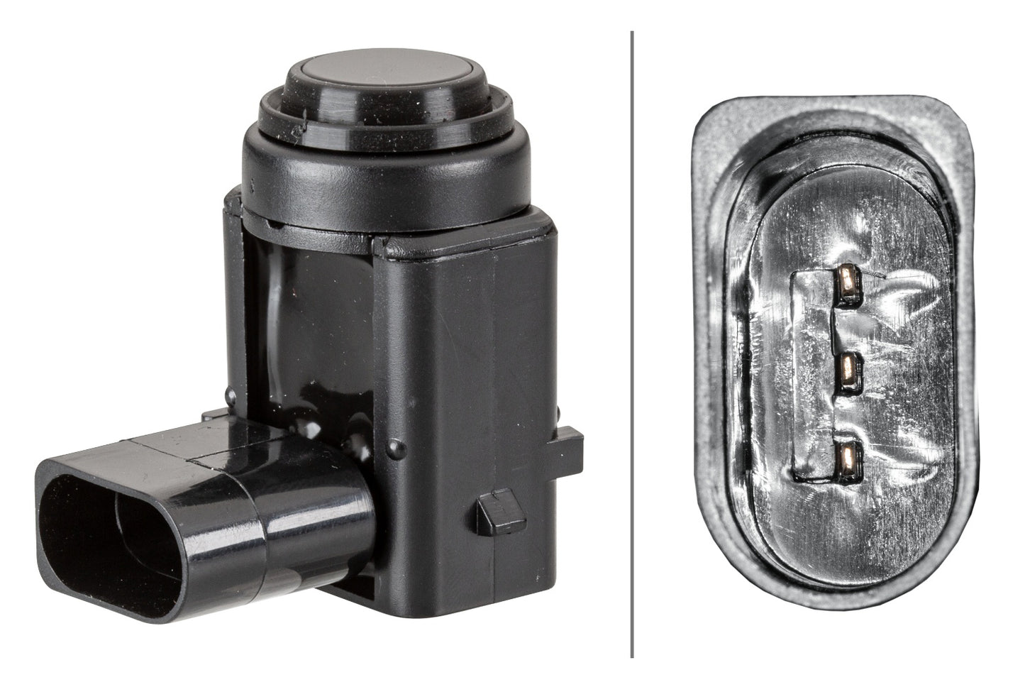 HELLA Sensor, park distance control - angled - 3-pin connector - Plugged 6PX358141-101