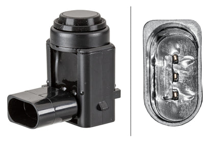 HELLA Sensor, park distance control - angled - 3-pin connector - Plugged 6PX358141-101