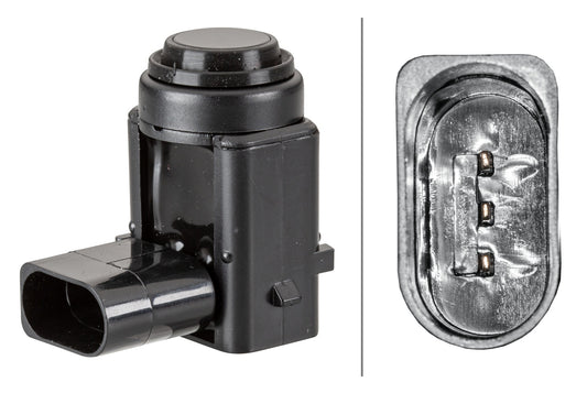 HELLA Sensor, park distance control - angled - 3-pin connector - Plugged 6PX358141-101