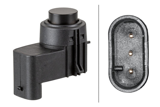 HELLA Sensor, park distance control - angled - 3-pin connector - Plugged 6PX358141-191