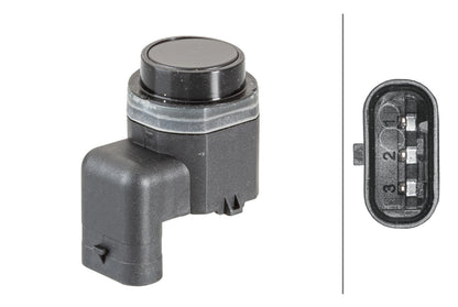 HELLA Sensor, park distance control - angled - 3-pin connector - Plugged 6PX358141-081