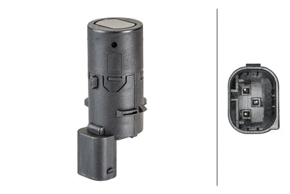 HELLA Sensor, park distance control - straight - 3-pin connector - Plugged 6PX358141-131
