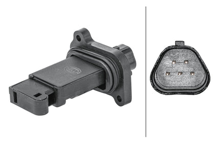 HELLA Mass Air Flow Sensor - 5-pin connector - Bolted 8ET358095-151