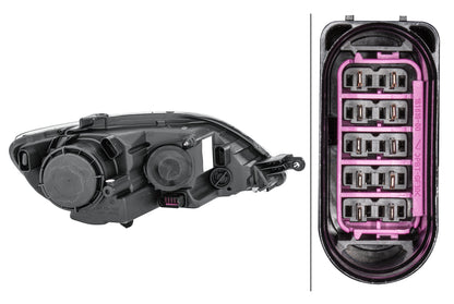 HELLA FF/Halogen-Headlight - left - for e.g. VW Golf Plus (5M1, 521) 1EE009948-051