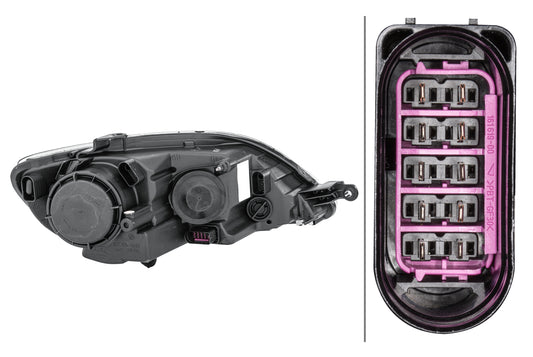 HELLA FF/Halogen-Headlight - left - for e.g. VW Golf Plus (5M1, 521) 1EE009948-051