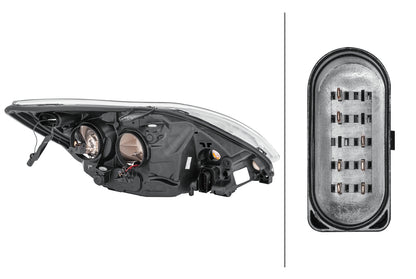 HELLA Halogen-Headlight - left - for e.g. Ford Focus II (DA_, HCP, DP) 1EE354257-011