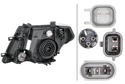 HELLA Halogen-Headlight - right - for e.g. Nissan Np300 Navara (D40) 1EE238055-021