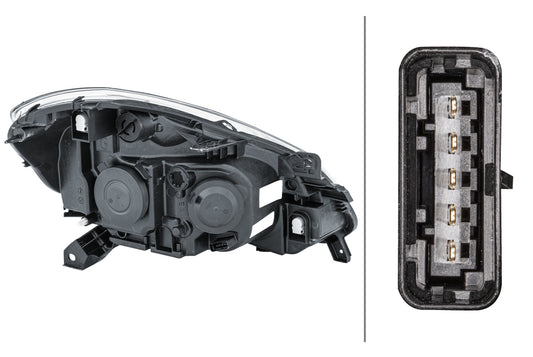 HELLA Halogen-Headlight - left - for e.g. Renault Clio III (BR0/1, CR0/1) 1EE354536-011