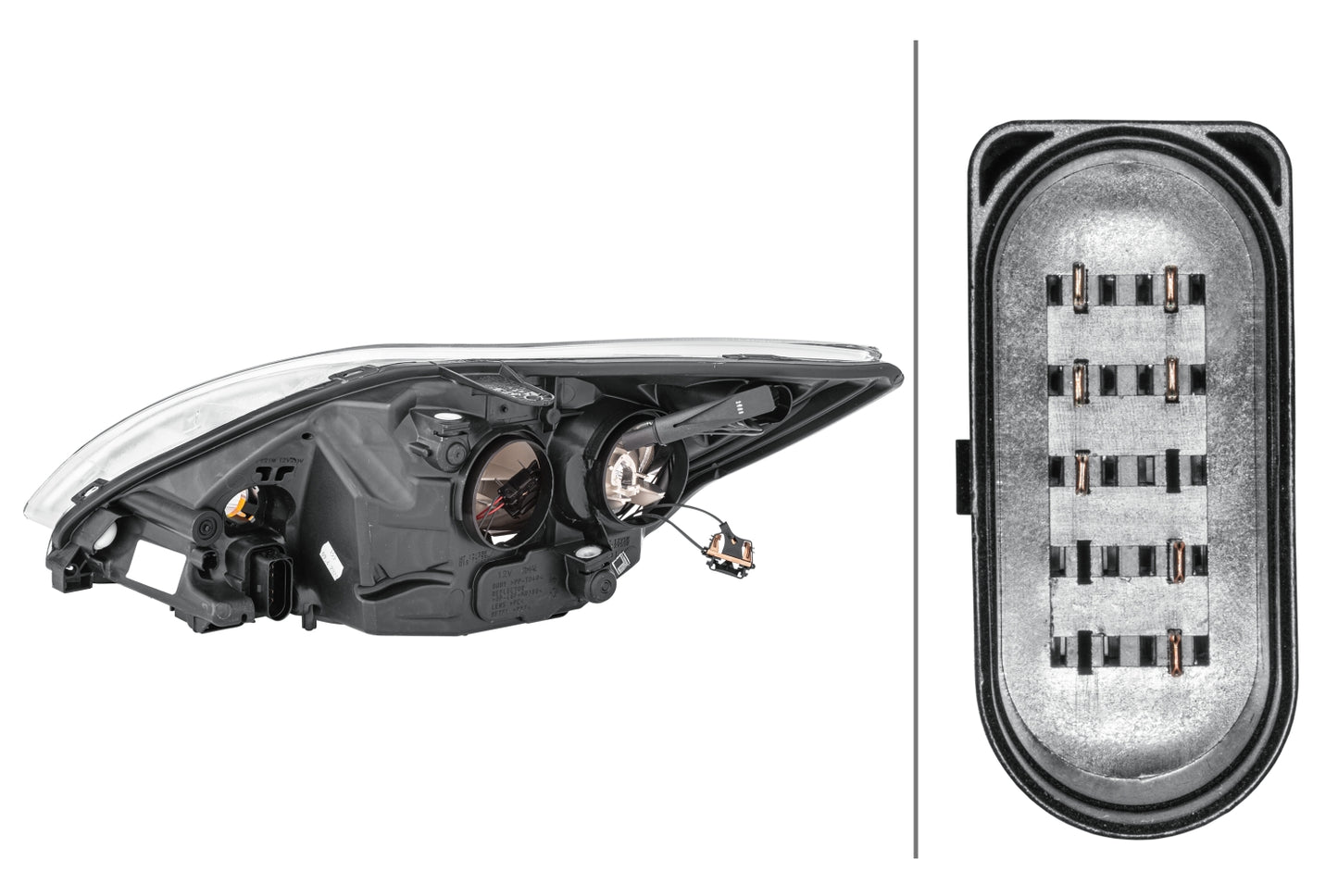 HELLA Halogen-Headlight - right - for e.g. Ford Focus II (DA_, HCP, DP) 1EE354257-021