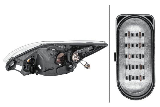 HELLA Halogen-Headlight - right - for e.g. Ford Focus II (DA_, HCP, DP) 1EE354257-021