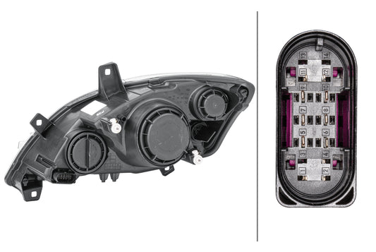 HELLA Halogen-Headlight - right - for e.g. Mercedes-Benz Vito / Mixto Box (W639) 1EG009627-021