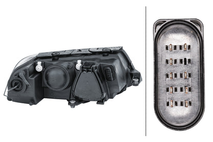 HELLA Halogen/FF/DE-Headlight - left - for e.g. VW Passat Variant (3B6) 1EL008350-011