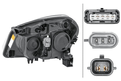 HELLA Halogen-Headlight - right - for e.g. Nissan Qashqai I (J10, NJ10, JJ10E) 1EF238042-021