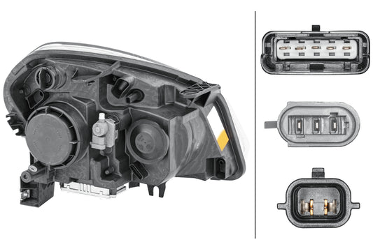 HELLA Halogen/Xenon-Headlight - left - for e.g. Nissan Qashqai I (J10, NJ10, JJ10E) 1EF238042-111