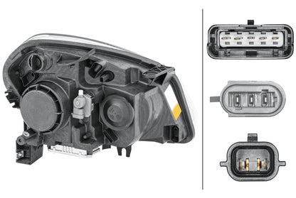 HELLA Halogen/Xenon-Headlight - left - for e.g. Nissan Qashqai I (J10, NJ10, JJ10E) 1EF238042-111